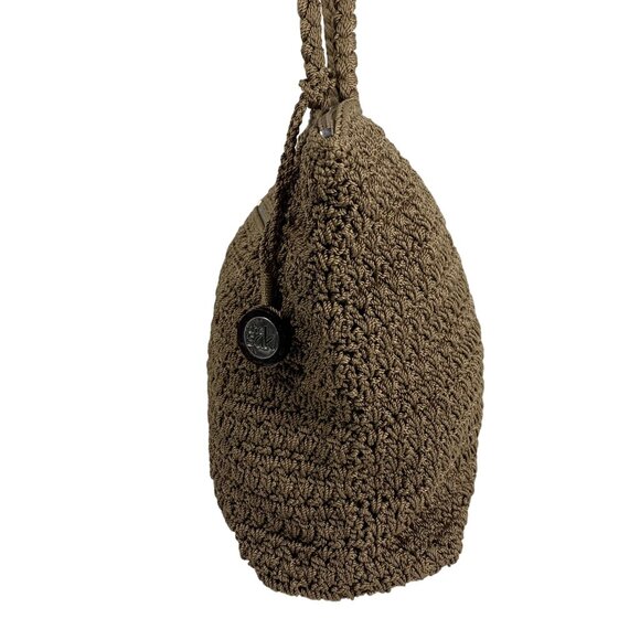 The SAK Beige Crochet Shoulder Bag Zipper Closure Inner Pockets Dividers EUC - Picture 4 of 16